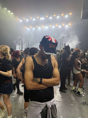 Rabiun customer in the Black & Zebra hat at a gig crowd