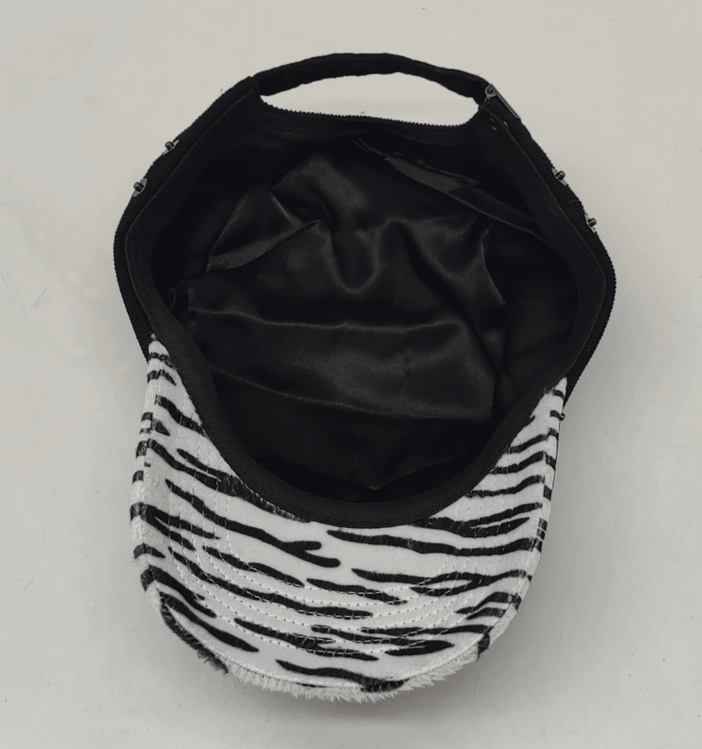 Double Brim Painter's Hat - Black and Zebra Print - Rabiun